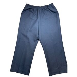 Alfred Dunner Womens 18P Navy Blue Elastic Waist Pull On Straight Pant 18 Petite